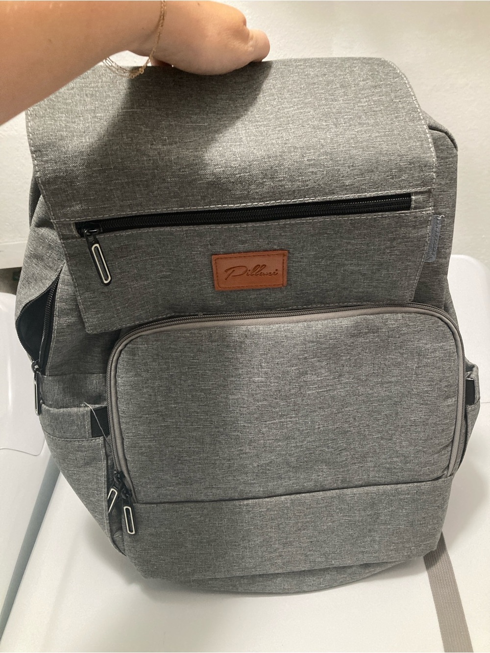 Grey diaper bag